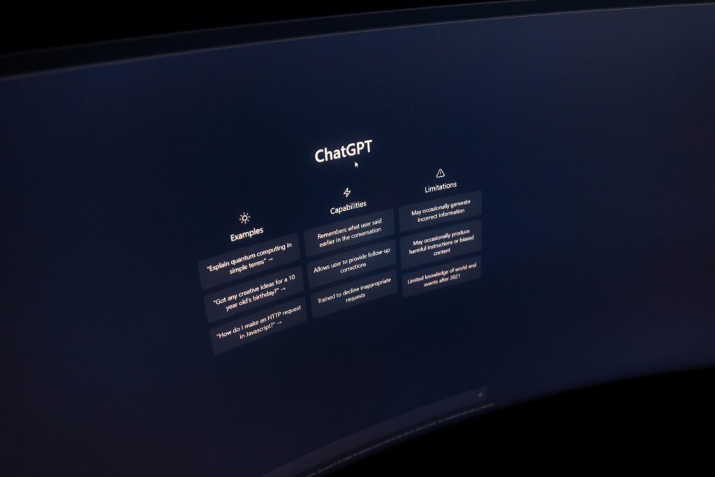 Screen showing ChatGPT interface, representing AI tools for realtors and real estate marketing with artificial intelligence to sell listings and boost brand visibility